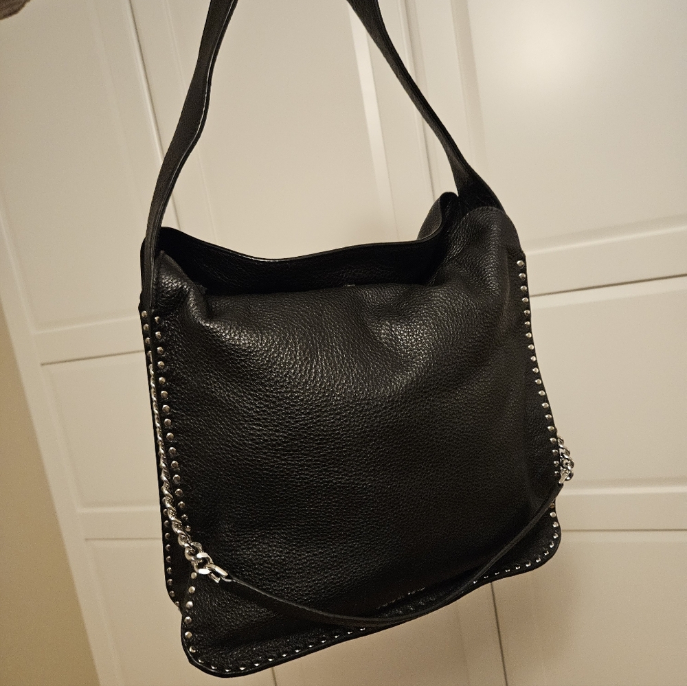 Michael Kors Black Leather Shoulder Bag with Silver Studs